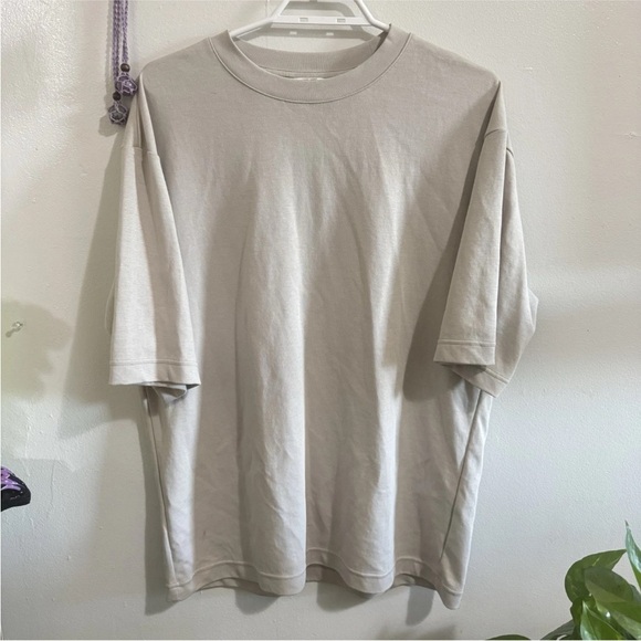 Uniqlo U AIRism Cotton Oversized T-Shirt Half Sleeve CrewNeck Grey Men’s Medium - Picture 2 of 6